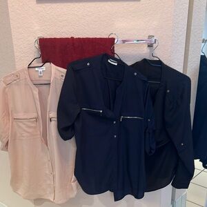 Chic Blouse Trio in Pink, black and Navy